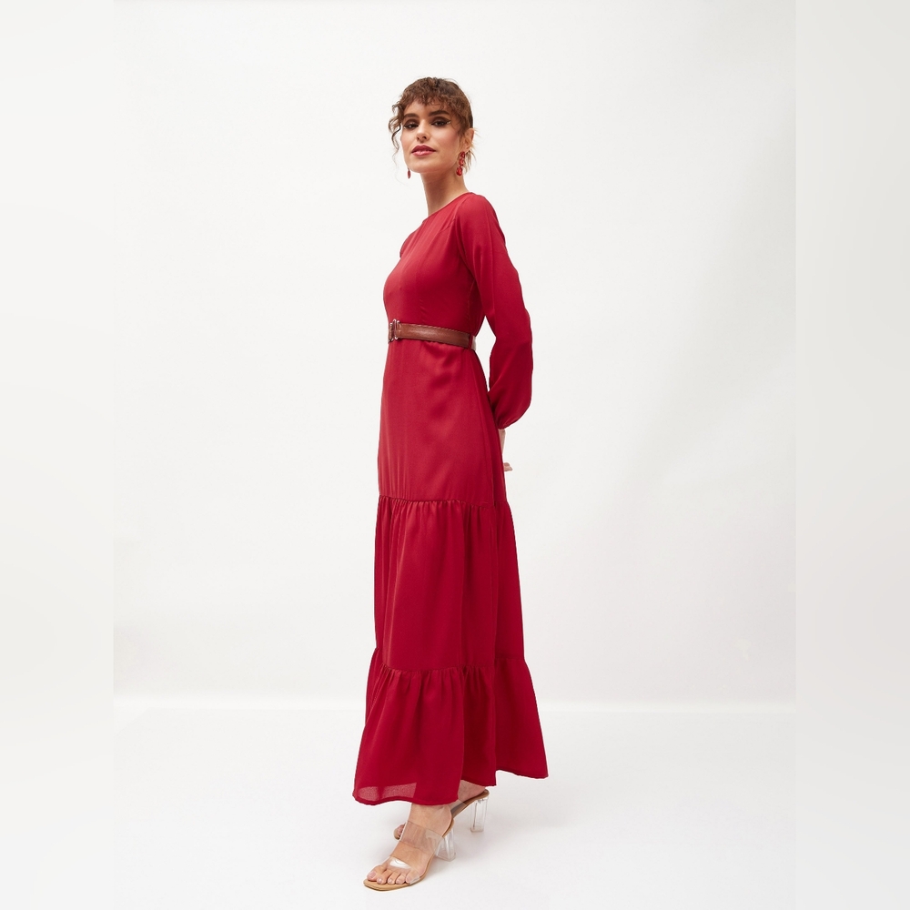 Alexandria: Belted Tiered Maxi Dress - Picture 6 of 6